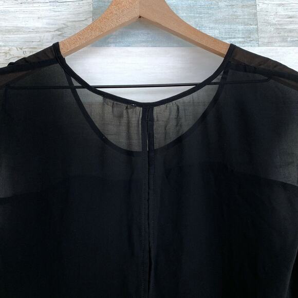 Urban Outfitters Silence + Noise Sheer Panel Top Black High Low Hem Womens Small - Picture 5 of 7